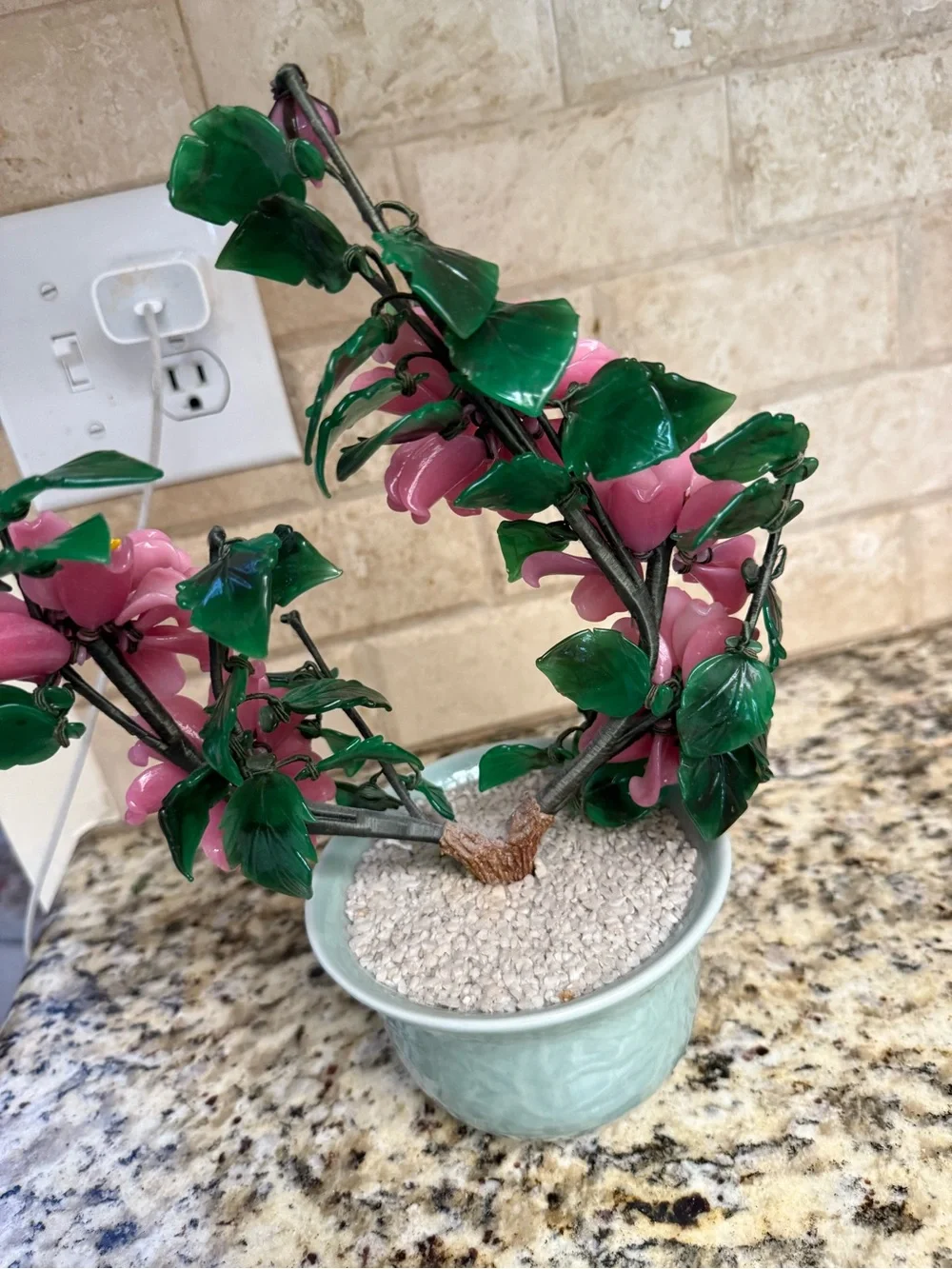 Pink Faux Floral Topiary in Ceramic Pot